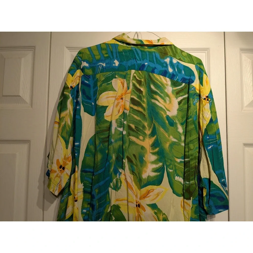 Vtg. Jams World Shirt Mens 2XL Green Tropical Floral Hawaiian Aloha Rayon‎ USA - Picture 9 of 15